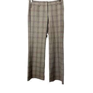 EXPRESS Editor Womans Size 6 Beige Tan Plaid Wide Leg Flat Front Trousers